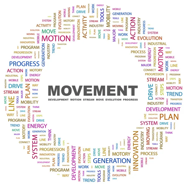 MOVEMENT. Word collage on white background — Stock Vector