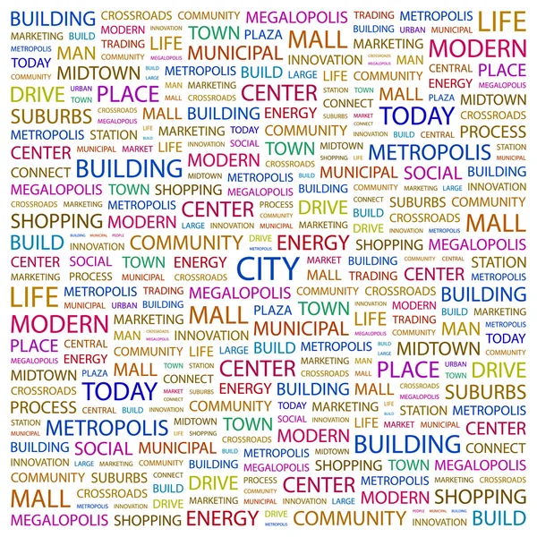CITY. Word collage on white background — Stock Vector