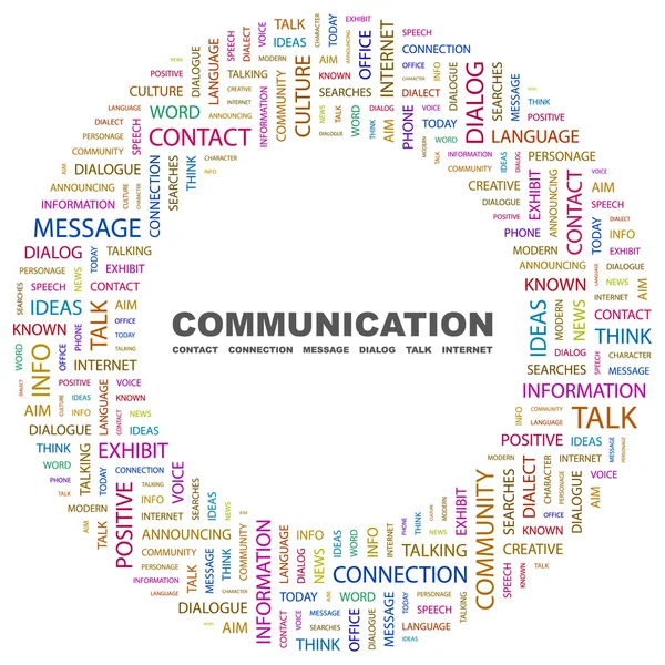 Kommunikation. Wortcollage auf weißem Hintergrund — Stockvektor