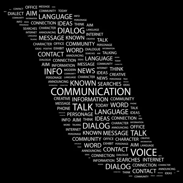 Kommunikation. Wortcollage auf schwarzem Hintergrund — Stockvektor