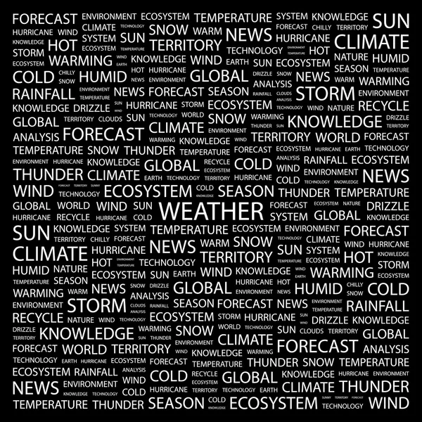WEATHER. Word collage on black background — Stock Vector