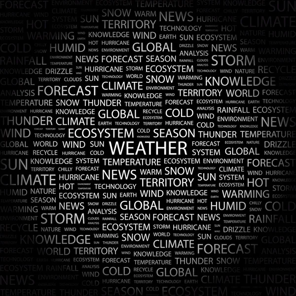 Vädret. ordet collage på svart bakgrund — Stock vektor