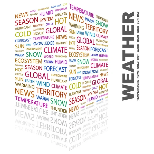 WEATHER. Word collage on white background — Stock Vector
