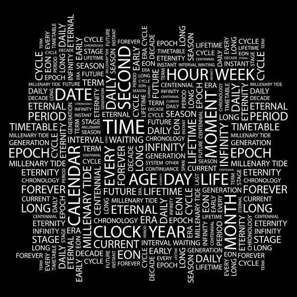 stock vector TIME. Word collage on black background