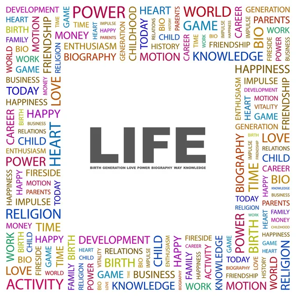 La vida. collage palabra sobre fondo blanco — Archivo Imágenes Vectoriales