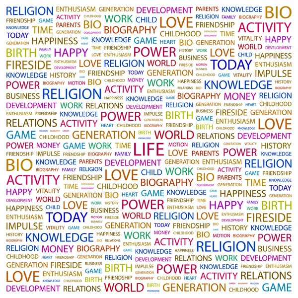 La vita. Collage di parole su sfondo bianco — Vettoriale Stock