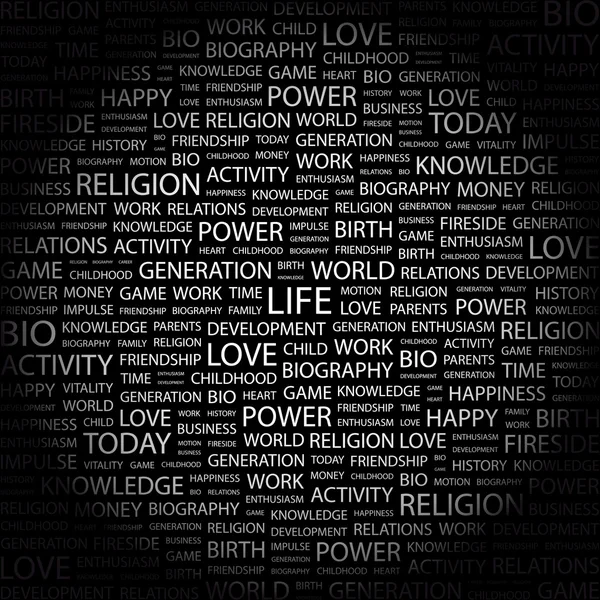 LIFE. Word collage on black background — Stock Vector