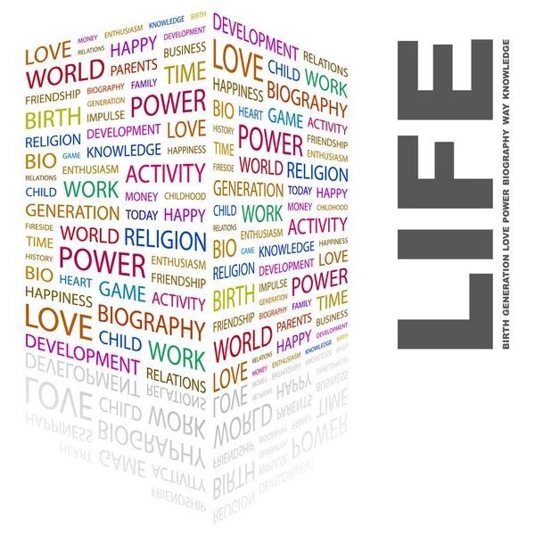 Liv. ordet collage på vit bakgrund — Stock vektor