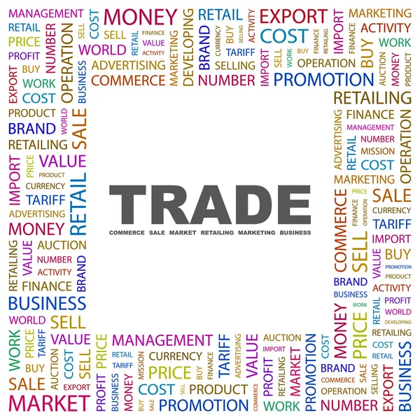 贸易。在白色背景上的字拼贴画 — 图库矢量图片