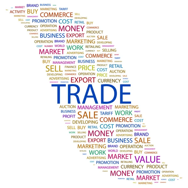 贸易。在白色背景上的字拼贴画 — 图库矢量图片