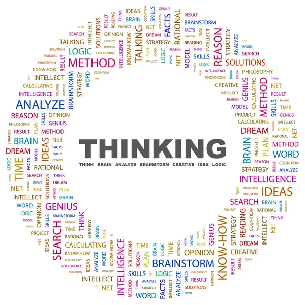THINKING. Word collage on white background — Stock Vector