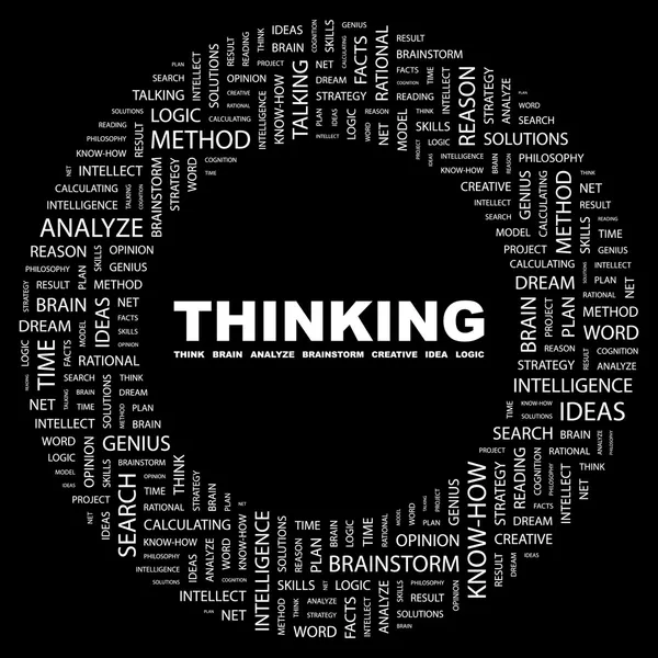 THINKING. Word collage on black background — Stock Vector