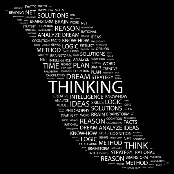 THINKING. Word collage on black background — Stock Vector