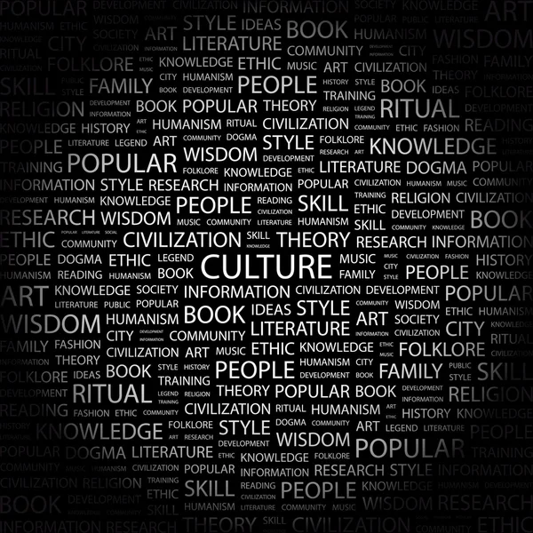 CULTURE. Word collage on black background — Stock Vector