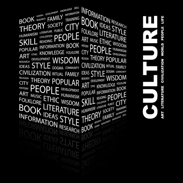 Kultura. slovo koláž na černém pozadí — Stockový vektor