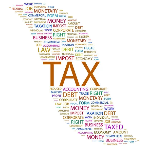 TAX. Word collage on white background — Stock Vector