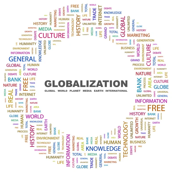A globalizáció. Word kollázs fehér háttér — Stock Vector