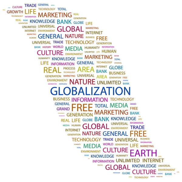 Παγκοσμιοποίηση. λέξη κολάζ σε άσπρο φόντο — 图库矢量图片