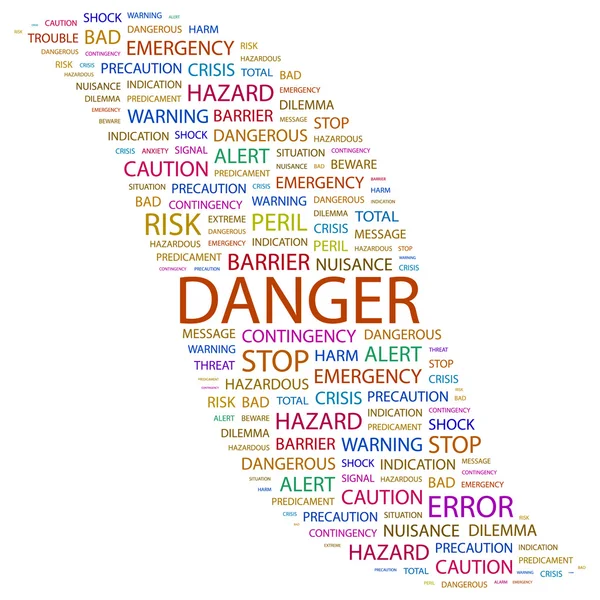 Gefahr. Wortcollage auf weißem Hintergrund — Stockvektor