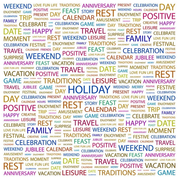 Urlaub. Wortcollage auf weißem Hintergrund — Stockvektor
