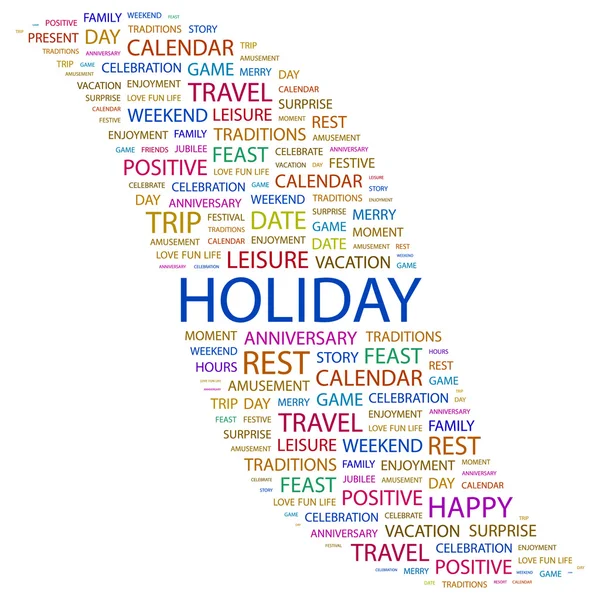 HOLIDAY. Word collage on white background — Stock Vector