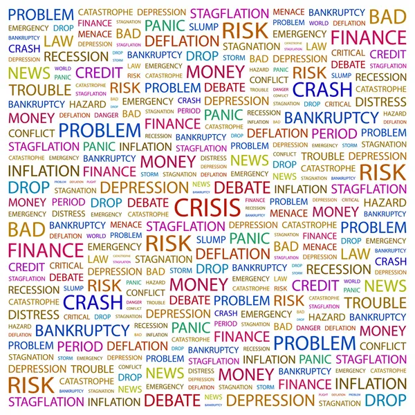 Crisis. Colagem de palavras no fundo branco —  Vetores de Stock