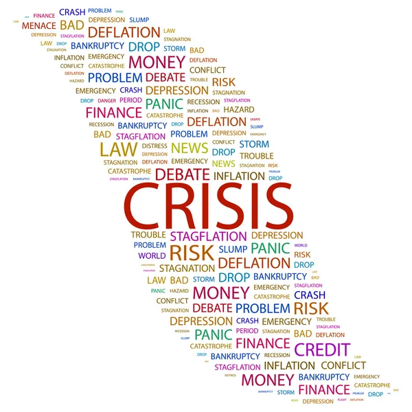 Krise. Wortcollage auf weißem Hintergrund — Stockvektor