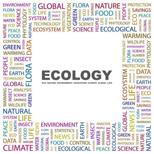 L'écologie. Collage de mots sur fond blanc — Image vectorielle