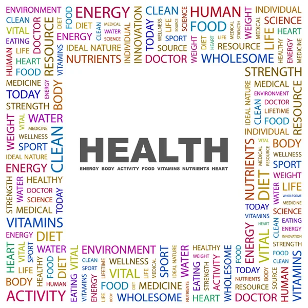 La santé. Collage de mots sur fond blanc — Image vectorielle