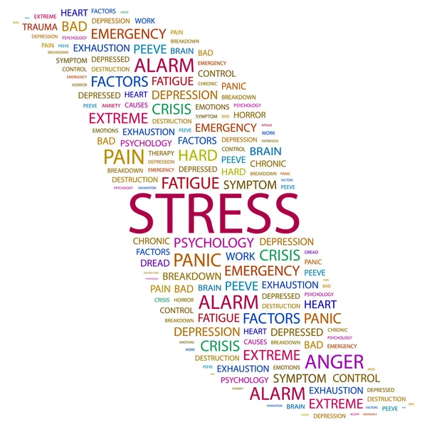 STRESS. Collage di parole su sfondo bianco . — Vettoriale Stock