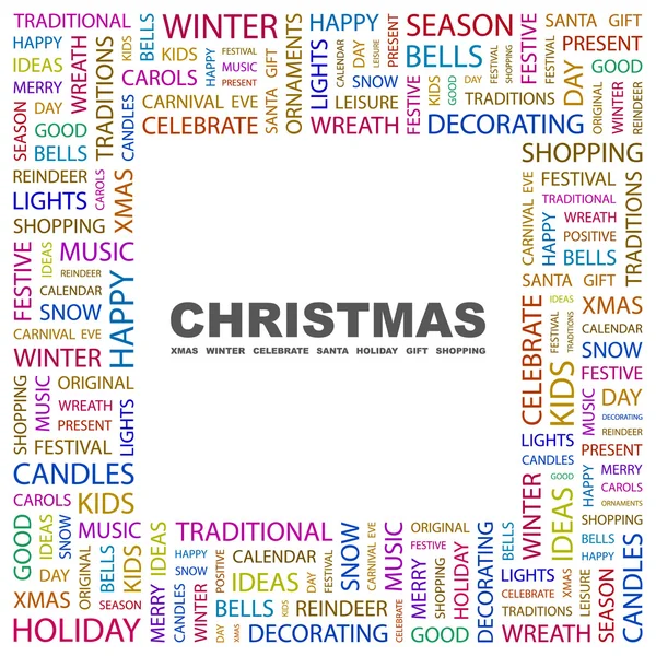 CHRISTMAS. Word collage on white background — Stock Vector