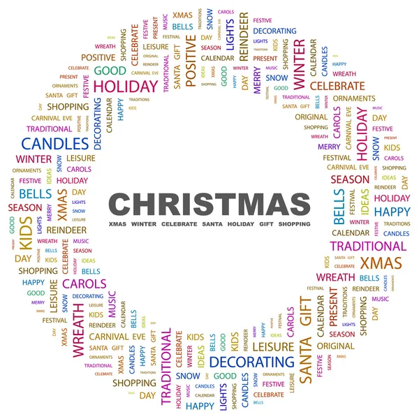 Vánoce. slovo koláž na bílém pozadí — Stockový vektor