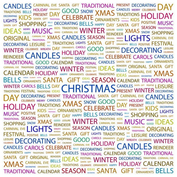 CHRISTMAS. Word collage on white background — Stock Vector