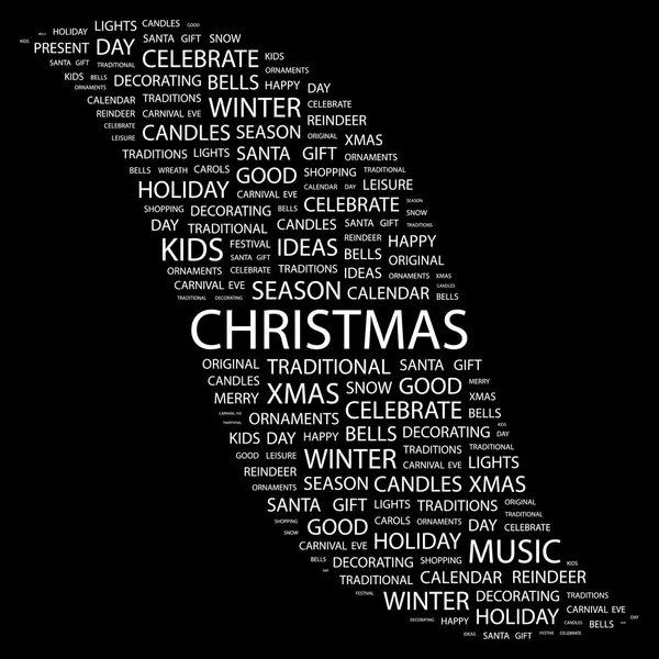 CHRISTMAS. Word collage on black background — Stock Vector