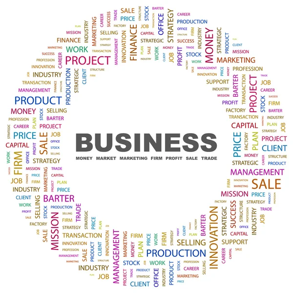 Επιχειρήσεων. λέξη κολάζ σε άσπρο φόντο — Διανυσματικό Αρχείο