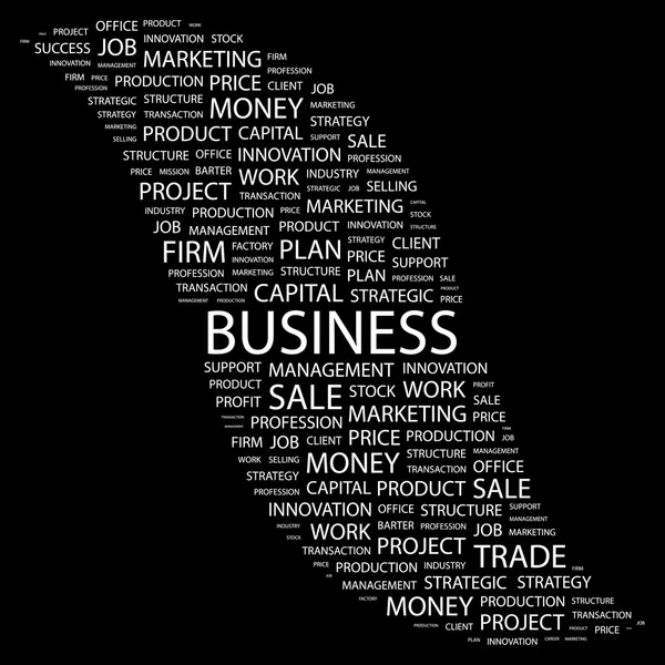 BUSINESS. Colagem de palavras no fundo preto — Vetor de Stock
