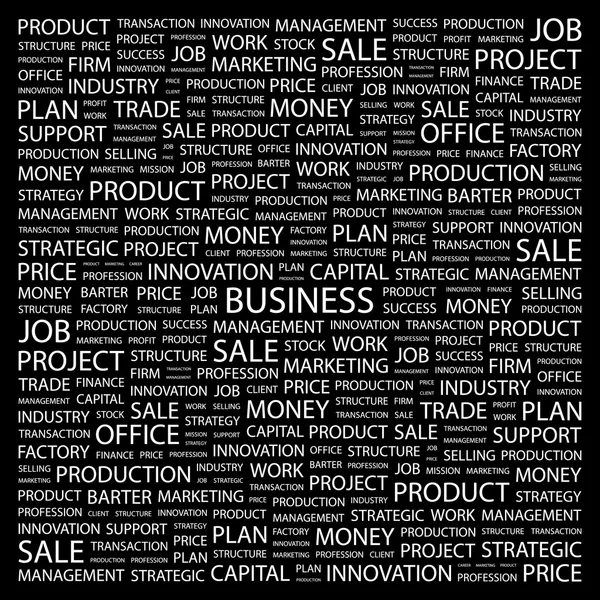Business. ordet collage på svart bakgrund — Stock vektor