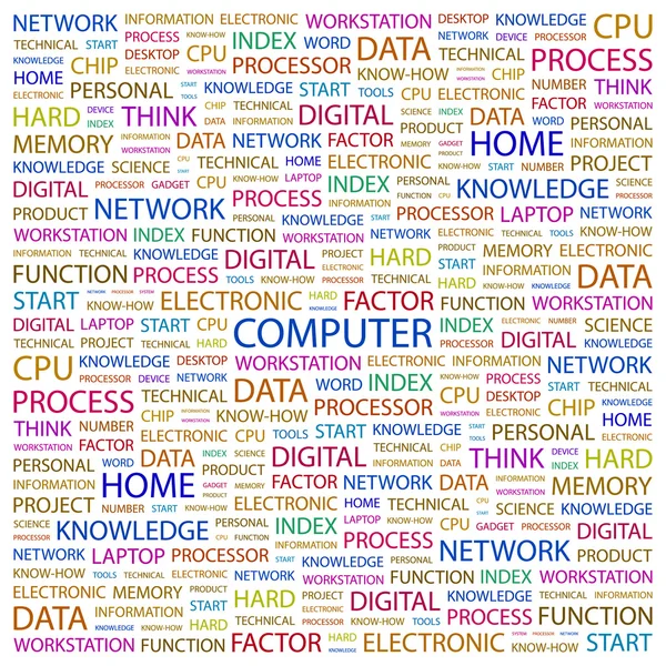 Dator. ordet collage på vit bakgrund — Stock vektor