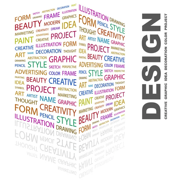 DESIGN. Collage de mots sur fond blanc — Image vectorielle