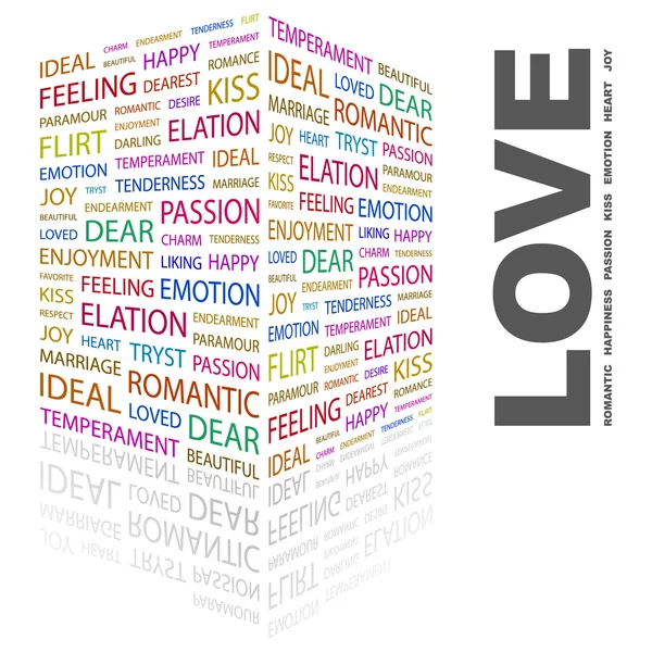 Liebe. Wortcollage auf weißem Hintergrund — Stockvektor
