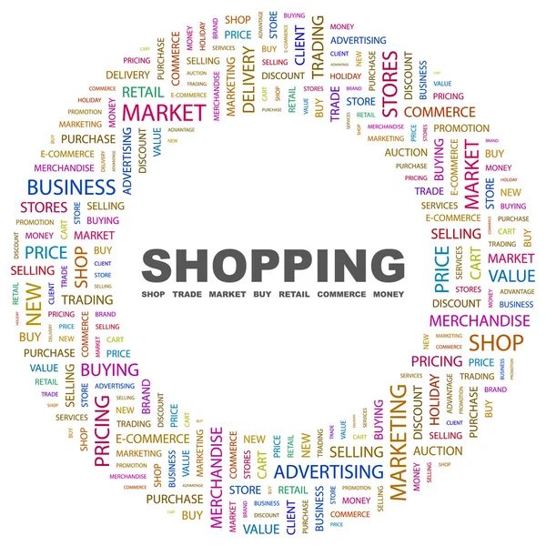 SHOPPING. Word collage on white background — Stock Vector