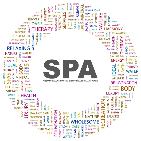 SPA. Word collage on white background — Stock Vector