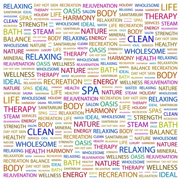 SPA. Word collage on white background — Stock Vector
