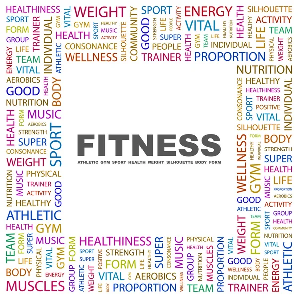 FITNESS. Word collage on white background — Stock Vector