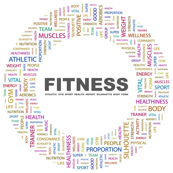 Fitness. Wortcollage auf weißem Hintergrund — Stockvektor