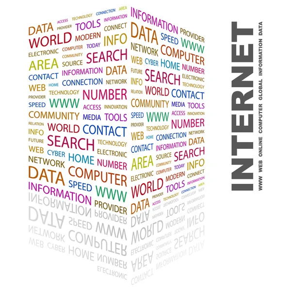 INTERNET. Collage di parole su sfondo bianco — Vettoriale Stock