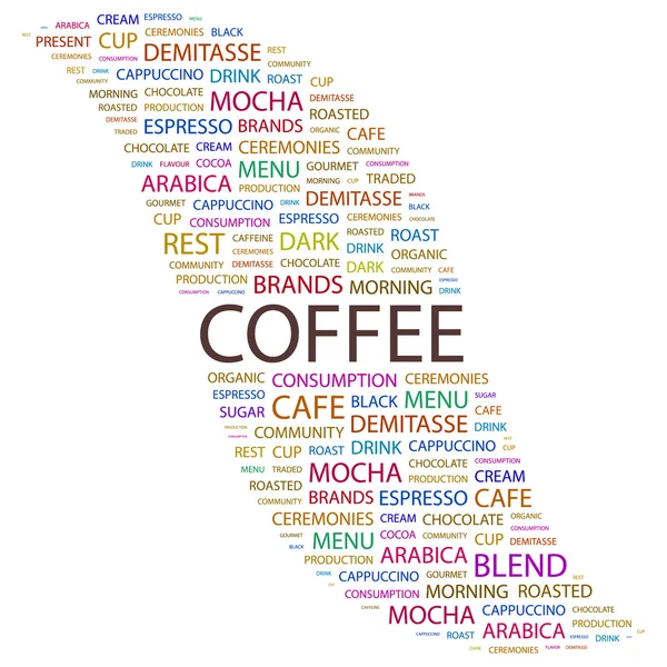 CAFÉ. collage palabra sobre fondo blanco — Vector de stock
