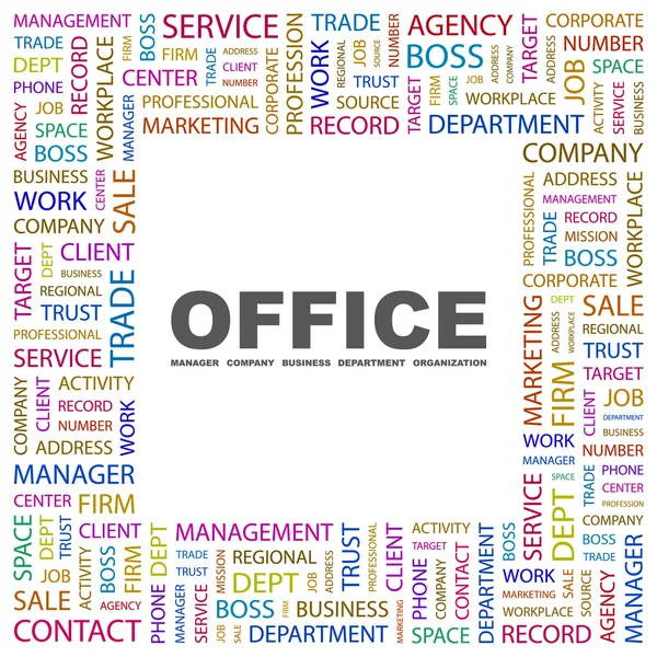 OFFICE. Word collage on white background — Stock Vector