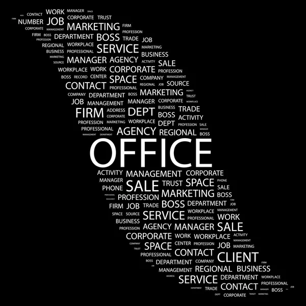 OFFICE. Word collage on black background — Stock Vector