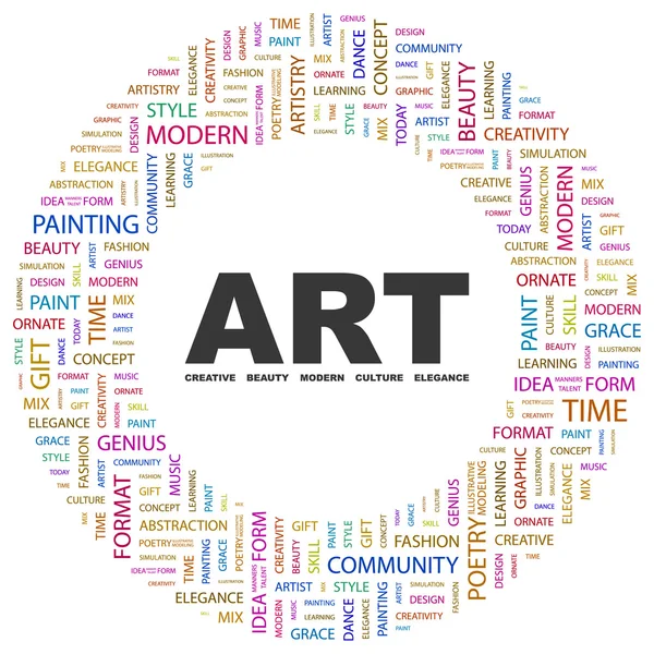 Arte. collage palabra sobre fondo blanco — Vector de stock